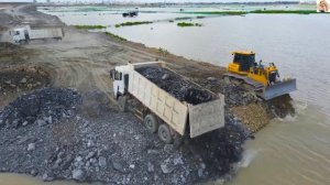 Строительство,  дорога на озере продолжение