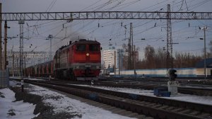 Тепловоз 2ТЭ10М-2082. Отправление. Звук 10Д100.