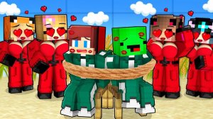 Игра в сквош в игре кальмаров против девочек в МАЙНКРАФТЕ, мультфильм