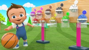 Basketball Game Play by Little Baby to Learn Colors for Children - 3D Kids Games Learning Video