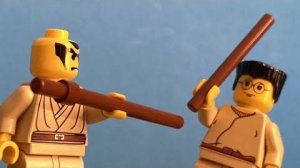 Бой ниндзя в режиме остановки движения - Лего