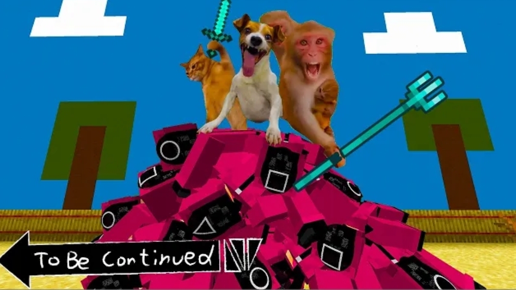 FUNNY MEME CATS and DOGS with MONKEYS vs SQUID GAME in MINECRAFT! - Part 6