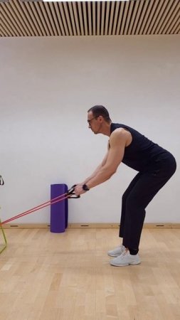 Тяга эспандера к поясу в наклоне (дом)