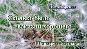 "Сколько было в жизни хорошего..." Стих, Шинкарева Светлана