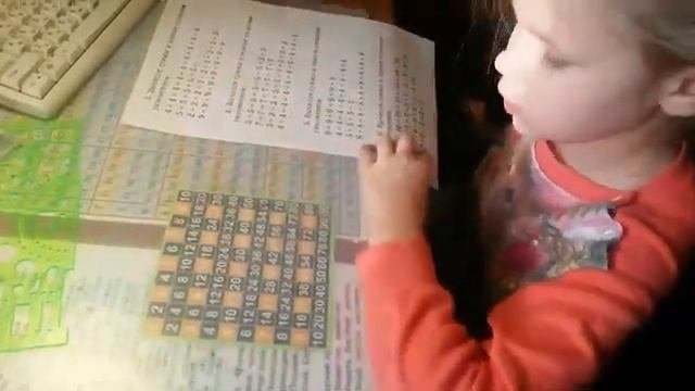 Варя, 7 лет, решает задачи на умножение