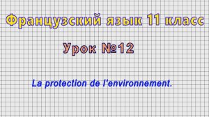 Французский язык 11 класс (Урок№12 - La protection de l’environnement.)