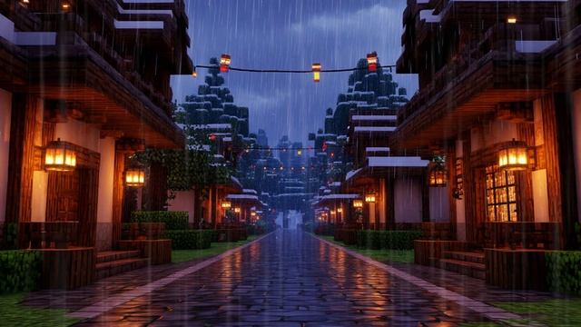 Дождливая атмосфера Майнкрафт. Фоновая мелодия под шум дождя.