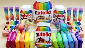 Слайм ASMR с радужной Нутеллой, хрустящий слайм