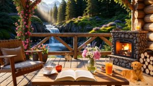 Беседка с Камином у Водопада. Атмосфера Летнего Отдыха на Природе в Горах.