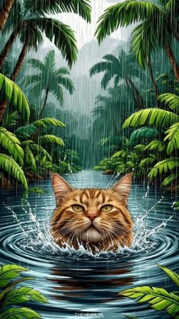 Микроскопический Кот: Капля воды на ухе: Макро мир кота.