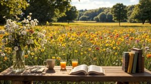 Библиотека в полях – тихий вид на сад, мягкий ветер и природа для учебы и покоя