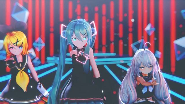 Miku Hatsune - Red Rose (Rin Kagamine & Aina Harukaze Dance) 4K