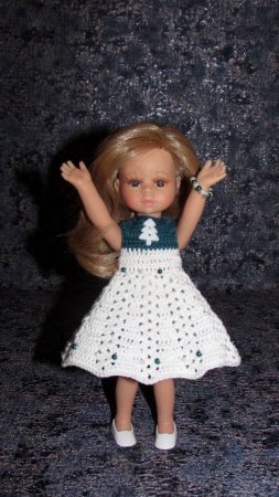 Вязаное платье на кукол Паола Рейна мини - 21 см ( Paola Reina mini - 21 cm )