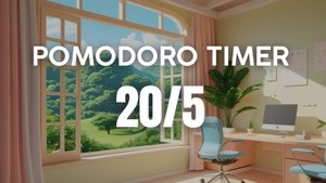 ⏱️ 20/5 Pomodoro Timer + Alarm | 1.5 Hours | No Music