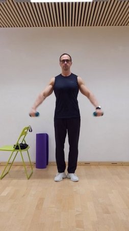 Отведение рук с гантелями стоя (дом)