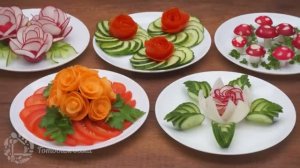 5 СУПЕР СПОСОБОВ УКРАШЕНИЯ ОВОЩАМИ НА ПРАЗДНИЧНЫЙ СТОЛ | Как красиво нарезать Овощи