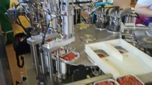 Автоматическая машина для фасовки  в ламистер тушенка, каша с включениями, паштет