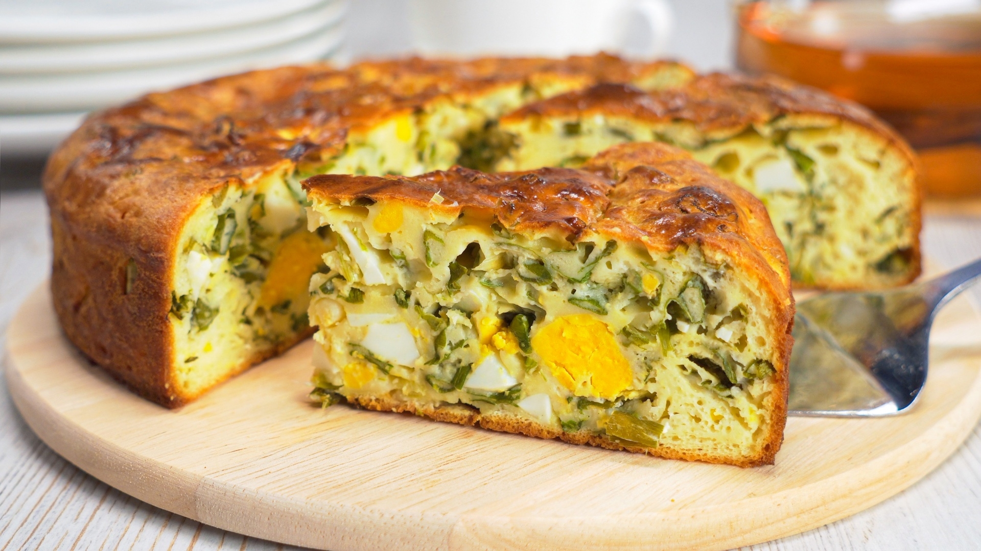 🥧 Заливной пирог с луком и яйцом