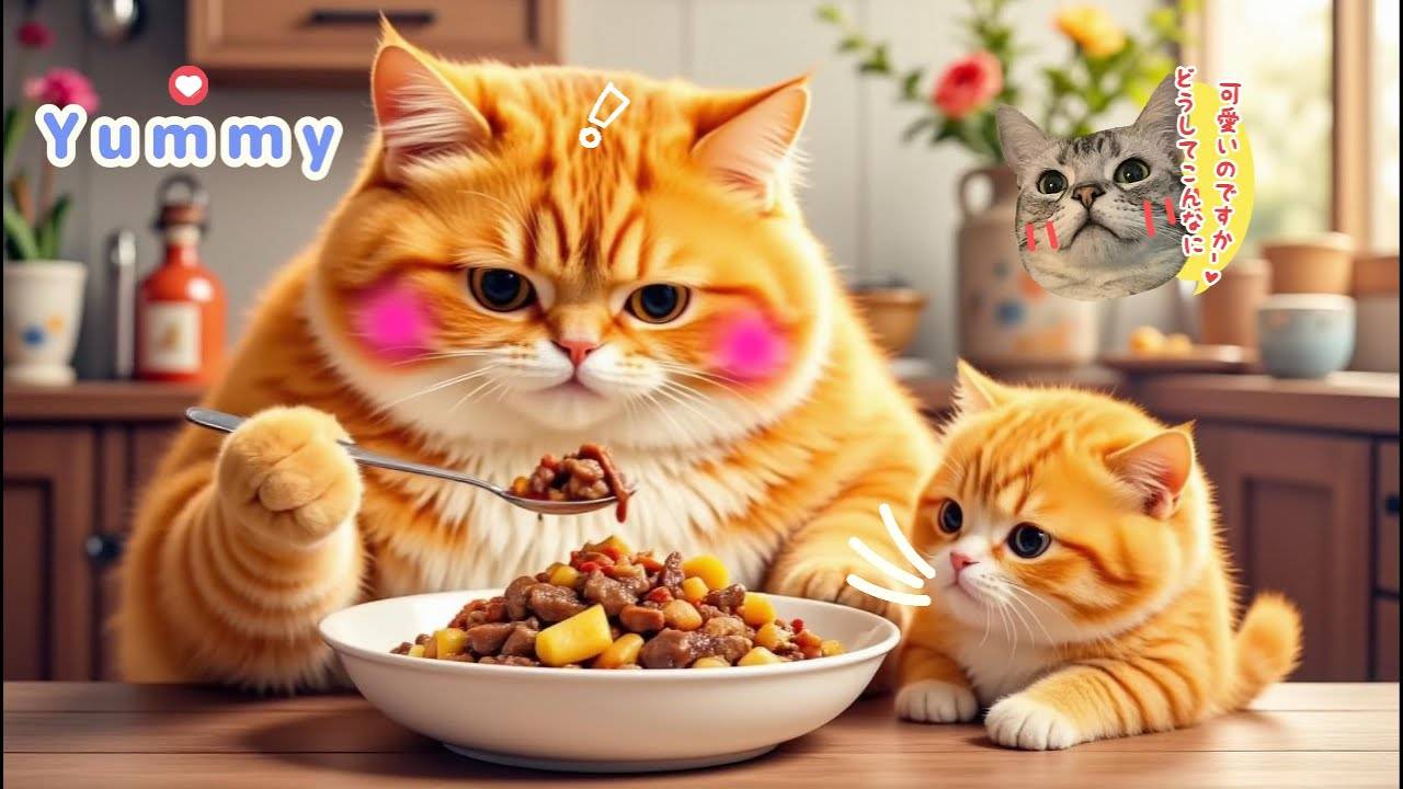 🐱💖 Как Мама-кошка готовит жареную говядину с картофелем для котят🐾 Истории 🐈 кошек