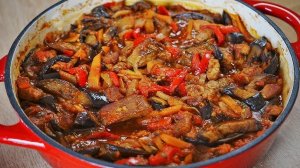 Тушеное мясо с баклажанами👍😘