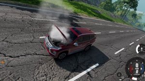 Паджеро летит с горы, на этой карте очень весело! Краш джипа в Beam ng