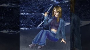 Иллюстрация девушки на фоне моря часть 7