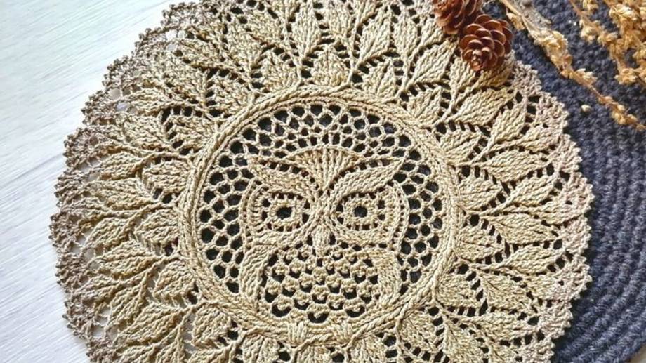 Салфетка Сова крючком с переводом. 1 часть. смотреть онлайн