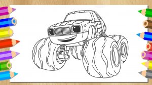 Рисуем Огурчика - Вспыш и чудо-машинки - Мультик - Раскраска - Учим цвета - Coloring pages