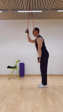 Разгибания с эспандером на трицепс одной рукой (дом)