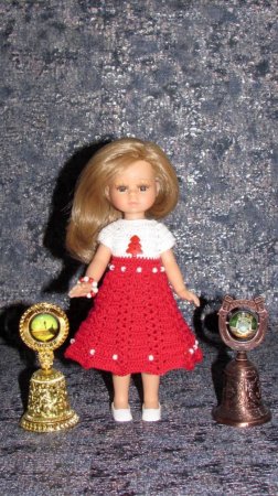 Вязаное платье на кукол Паола Рейна мини - 21 см (Paola Reina mini - 21 cm)