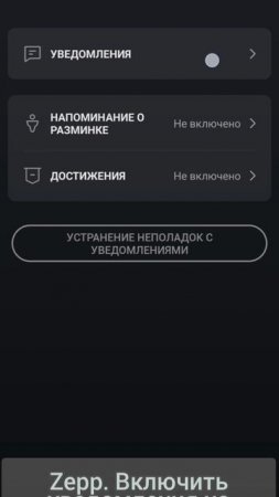 Zepp. Включить уведомления на часах.