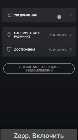 Zepp. Включить уведомления на часах.