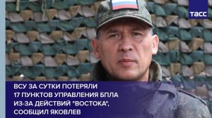 ВСУ за сутки потеряли 17 пунктов управления БПЛА из-за действий "Востока", сообщил Яковлев