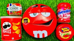 [АСМР] Распаковка и смешивание радужных конфет в красных банках M&M'S