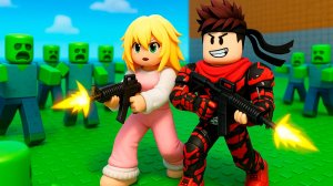 Победили всех зомби боссов первого мира в Run and Shoot Zombies Роблокс !