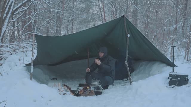 RYUCAMP .  -21 зимний поход. без дураков. метель.  ASMR