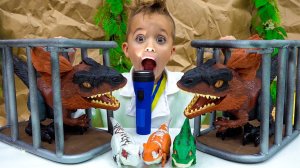 Влад и Ники и приключения с игрушками динозаврами! Видео для детей