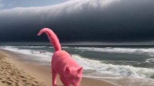 Кот пляж, глич [Нейронка]