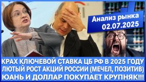 Анализ рынка 02.07 / Взрывной рост акций России / Мечел и Позитив растут! Жду бакс на 100 Юань 15