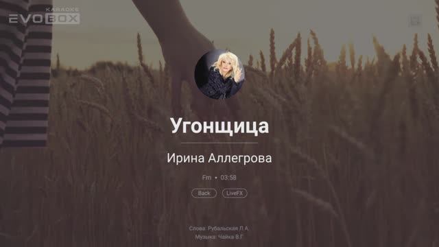 Ирина Аллегрова - Угонщица | караоке EVOBOX