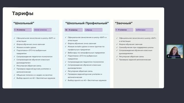 Тарифы онлайн-школы "БИТ"