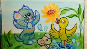 Как нарисовать котёнка, мышку и цыплёнка.