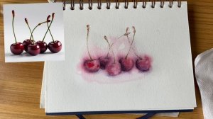 Рисуем вишни акварелью. Часть 6