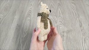 Вязанный медвежонок Песочный