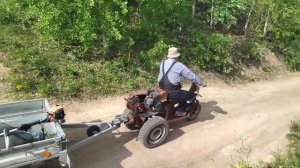 Поездка за травой на мотоблоке