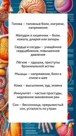 Чек-лист. Как стресс влияет на разные органы
