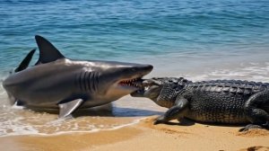 Битва акулы и крокодила. Никто не хотел уступать. Крокодил против акулы видео