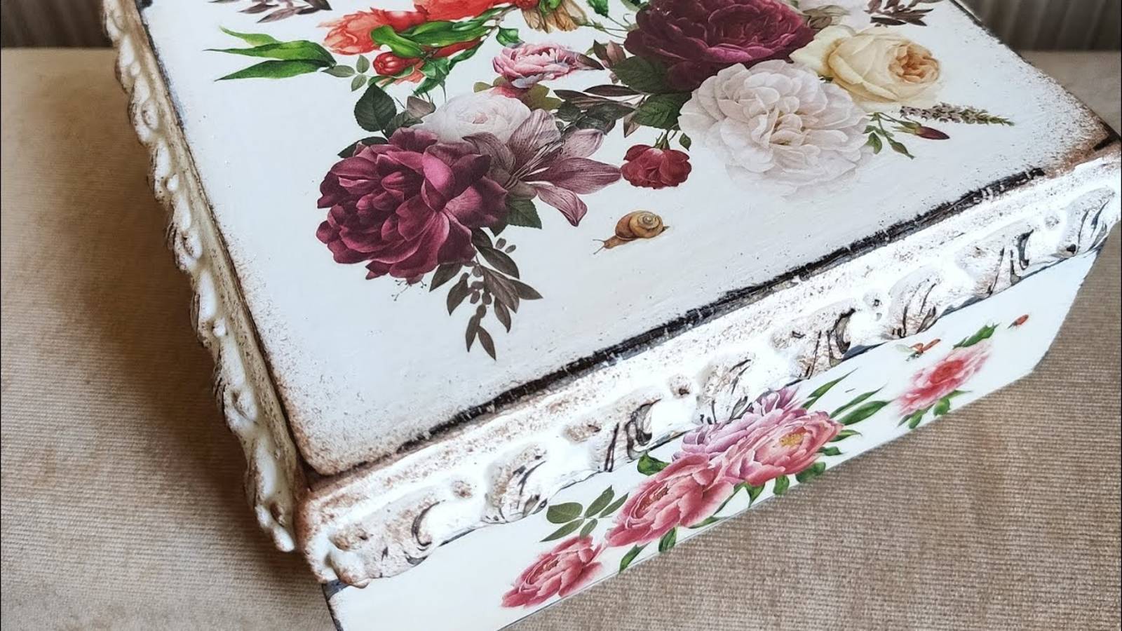 Это не декупаж, это намного интереснее. Как сделать цветочный декор шкатулки без декупажных карт смотреть онлайн