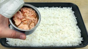 У вас дома есть рис и консервированный тунец😋Рецепт рисовой запеканки