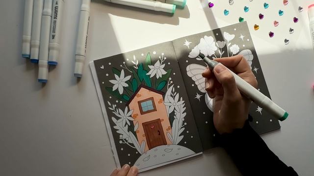 Раскрашиваем вместе 4 💜, раскраска, разукрашка, цветы, бабочки и коты, для детей. смотреть онлайн